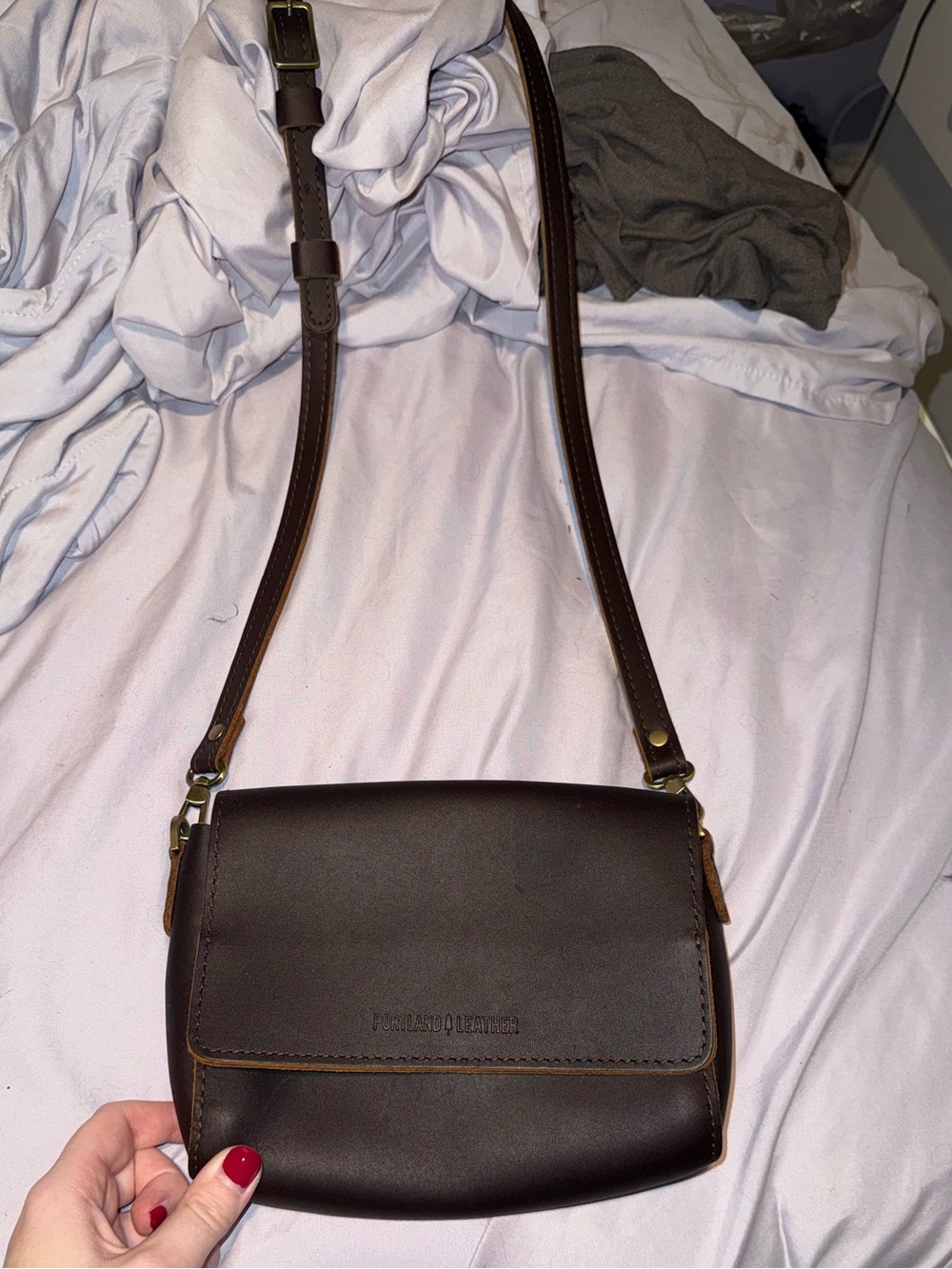 Portland Leather Dark Brown Crossbody Leather Bag